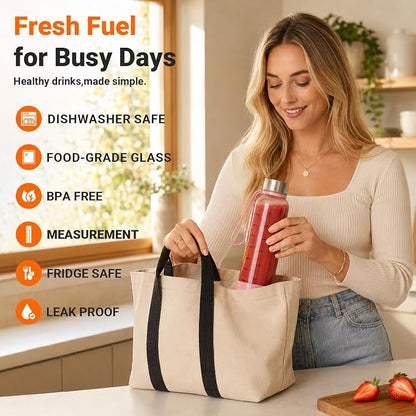Sursip 18 oz Glass Water Bottles, 6 Pack | BPA-Free Reusable, Measurement - Image 3