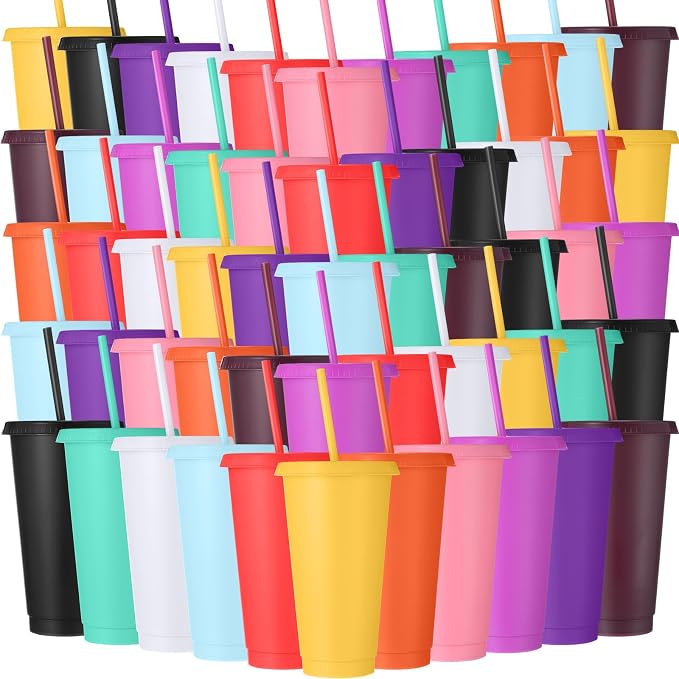 Honeydak 120 Pack Tumbler with Straw and Lid Bulk Cups by Honeydak