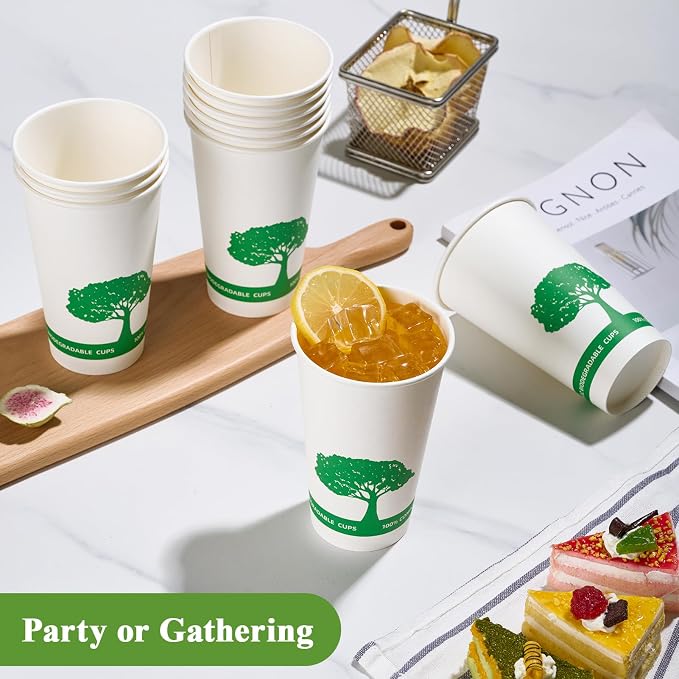 Vplus 240 Pack Compostable Paper Cups, 16 oz Paper Coffee Cups | Biodegradable - Image 5