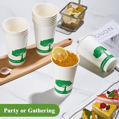 Vplus 240 Pack Compostable Paper Cups, 16 oz Paper Coffee Cups | Biodegradable - Image 5