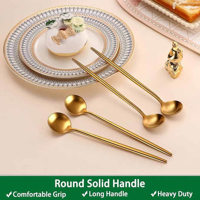 DEHOV Satin Gold 6.7 Inches Coffee Spoon, 4 Pieces Stainless Steel 18/10 Tea - Image 5