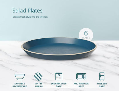 KooK Dinner Plates, Ceramic Round Kitchen Dinnerware Set, Dishwasher & - Image 5