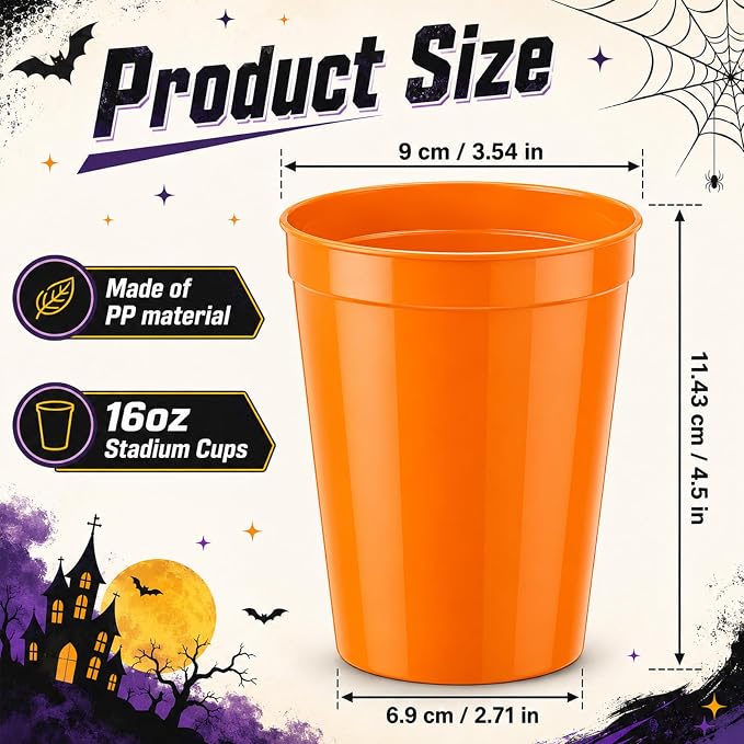 Yungyan 100 Pack 16 oz Stadium Cups Reusable Plastic Cups Blank Drink Stadium - Image 2