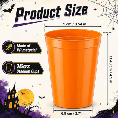 Yungyan 100 Pack 16 oz Stadium Cups Reusable Plastic Cups Blank Drink Stadium - Image 2