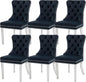 KCC Velvet Dining Chairs Set of 6, Upholstered High-end Tufted Dining Room Chair with Nailhead Back Ring Pull Trim Stainless Steel Legs, Contemporary Nikki Collection Modern Style for Kitchen, Black