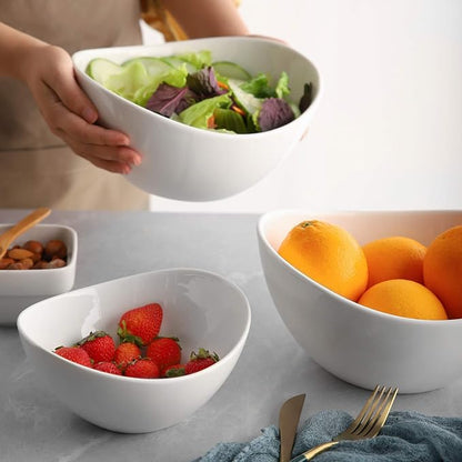 Samsle 19 Ounces Ceramic Serving Bowls, Sturdy Porcelain White Oval Salad Bowls - Image 8