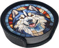 Drink Coaster Set of 6, Alaskan Malamute Dog Mom Lover Gift,Leather Drink Coasters with Holder,6 Pack Cup/Bar/Drink Coasters for Table/Drinks/Coffee Protection Housewarming Gift