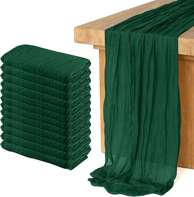 12 Pack Cheesecloth Table Runner 10Ft Christmas Gauze Boho Table Runners by Home