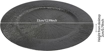 100 Pcs Antique Charger Plates Bulk, 13in Reusable Serving Plates Embossed Rim Plastic Party Dinner Plate Chargers Round Decorative Server Plate for Wedding Party Event Tableware