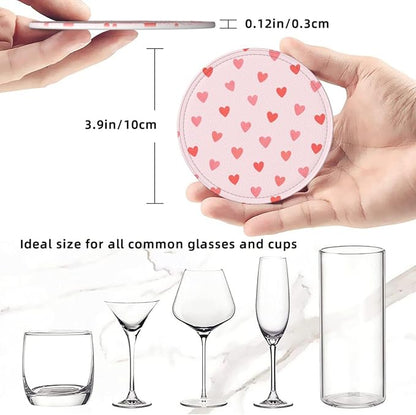 Cute Pink Heart Coasters for Drinks, Drink Coaster - Image 3