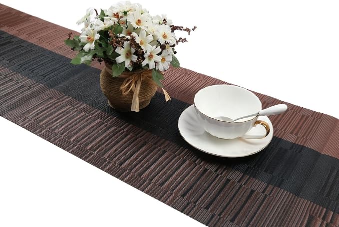SHACOS Table Runners Woven Vinyl PVC Table Runner 12 x 36 inch Wipe Clean - Image 3