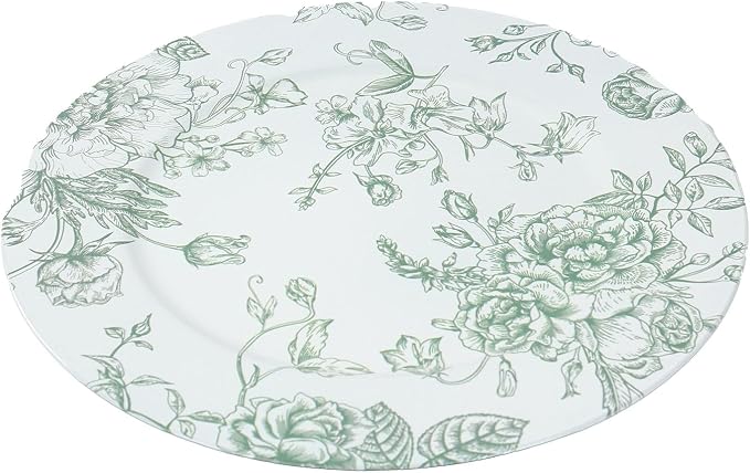 Efavormart 6 Pack Floral Acrylic Charger Plates in French Toile Pattern - Image 6