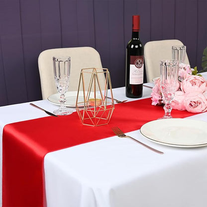 20-Pack Red 12 x 108 inches Long Premium Satin Table Runner | Wedding, - Image 5