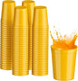 PartyPrints 100 Pack 16 oz Yellow Reusable Blank Plastic Cups, Stadium Cups by PartyPrints