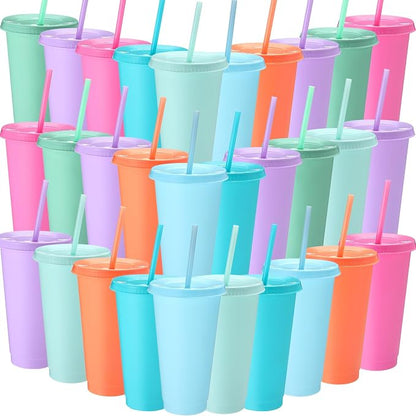 Honeydak 30 Pack Tumbler with Straw and Lid Bulk Cups by Honeydak