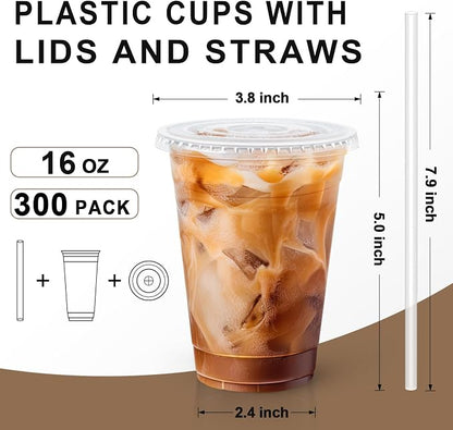 Lamosi 300 Pack 16 oz Plastic Coffee Cups - Image 2