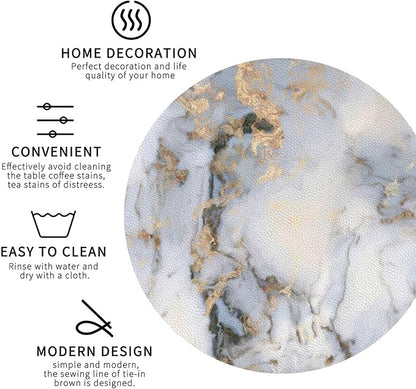 White Gray Gold Marble Coasters Set of 6 Coasters - Image 4