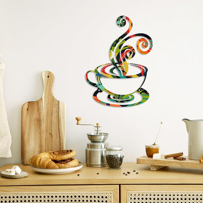 Oubasa Metal Pour Coffee Cup Wall Decor, Minimalist Cafe Themed - Image 4
