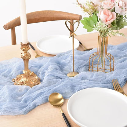 Blue Cheesecloth Table Runner Cheese Cloth Wedding Birthday Party Decor | 10Ft - Image 5