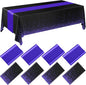 8 Pack Black and Purple Disposable Plastic Tablecloths and Satin Table Runner by Breling