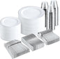 bUCLA 600pcs Silver Plastic Dinnerware Set by BUCLA