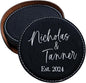 Custom Round Engraved Coasters, Personalized Leather Coaster, Laser Engraved by Obsidian+Home+Creations