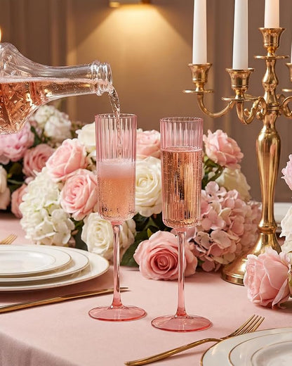 Ciaell 24 Pack Pink Plastic Champagne Flutes - Image 5