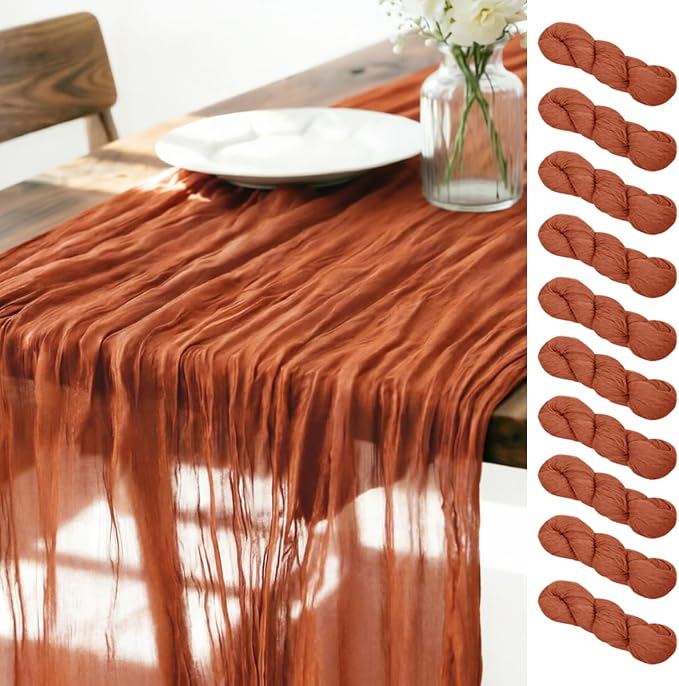 Terracotta Cheesecloth Table Runner 120 Inches 10 Pack Gauze Table Runner | by LINXTAR