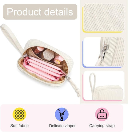 Corduroy Period Pouch for Women, Cute Sanitary Pad Pouch - Image 3