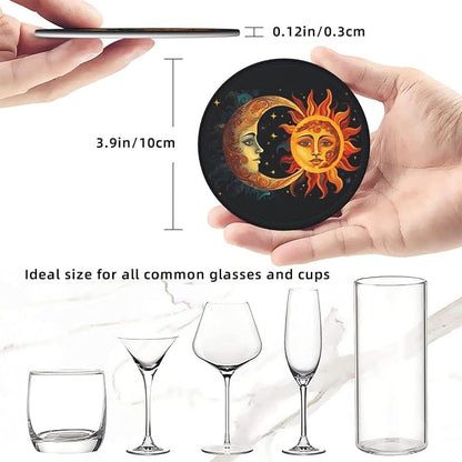 Sun Moon and Stars Leather Coasters Set of 6 - Image 3