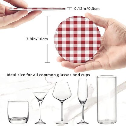 6 Pcs Farmhouse Decoration Farm Red and White Plaid Buffalo Check Leather - Image 8