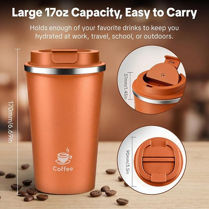 17oz Travel Coffee Mug, Leakproof Vacuum Coffee Cup Insulated Tumbler | 304 - Image 3
