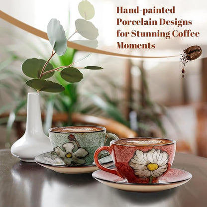 Cappuccino Cups Set of 4, 8 Oz Ceramic Coffee Cups - Image 3