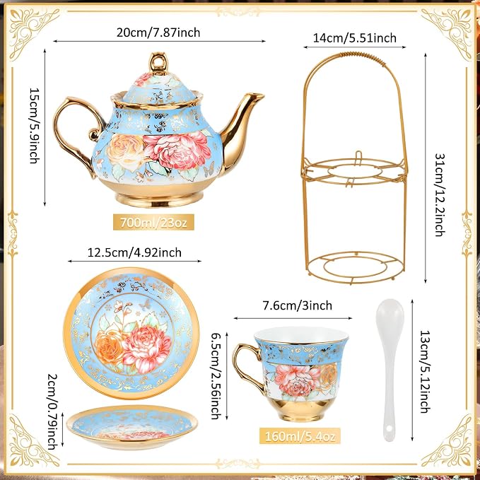 Zhehao 20 Pcs Porcelain Tea Set - Image 2