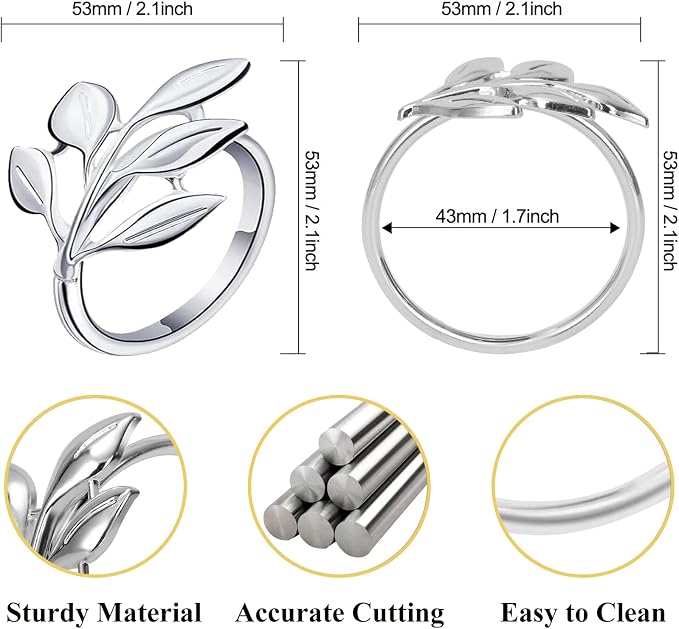 Set of 100 Leaf Napkin Rings Metal Silver Leaf Napkin Ring, Napkin Rings Bulk - Image 2