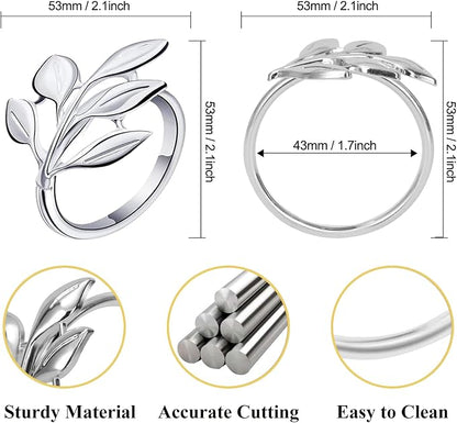 Set of 100 Leaf Napkin Rings Metal Silver Leaf Napkin Ring, Napkin Rings Bulk - Image 2