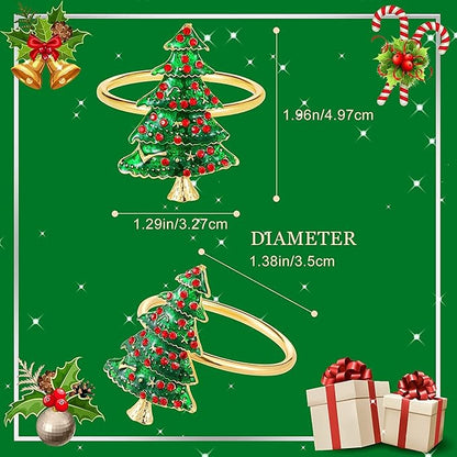Napkin Rings Set of 8 Silver Set of 8 Napkin Rings Christmas, Holidays, Thanksgiving (Christmas Tree-1)