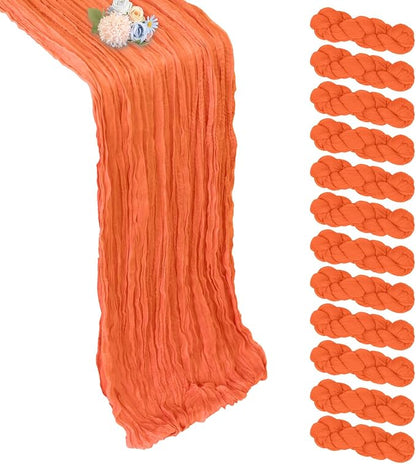 12 Pack Orange Cheesecloth Table Runner 17 x 108 Inch | Boho Gauze Cheese Cloth by Pepmily