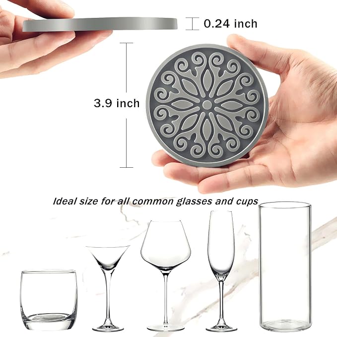 Silicone Coasters for Drinks, Resistant Reusable Drink Coasters-Great Gift for - Image 3