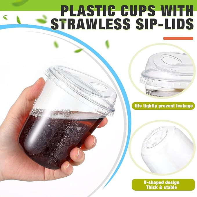 Ziliny 50 Sets Clear Plastic Coffee Cups - Image 4