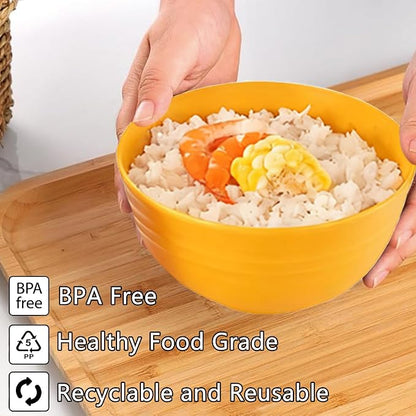 Unbreakable Wheat Straw Cereal Bowls Set of 4, 24 OZ Microwave and Dishwasher - Image 3