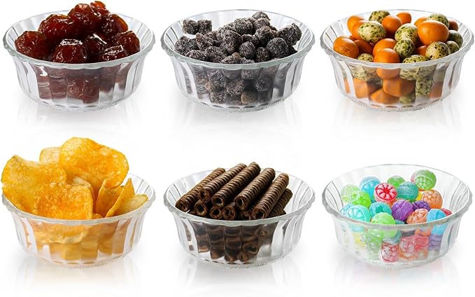 HillSpring Small Glass Bowls for Dessert, or Nuts, 4.5" Textured Bowls Set for - Image 4