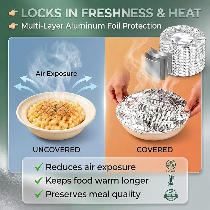 Reusable Aluminum Foil Food Covers Elastic Insulated Bowl Lids 10 Inches | - Image 7