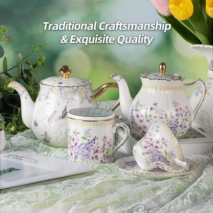KAMMAK Bone China Coffee Mugs, 15oz Floral Tea Cups - Image 7