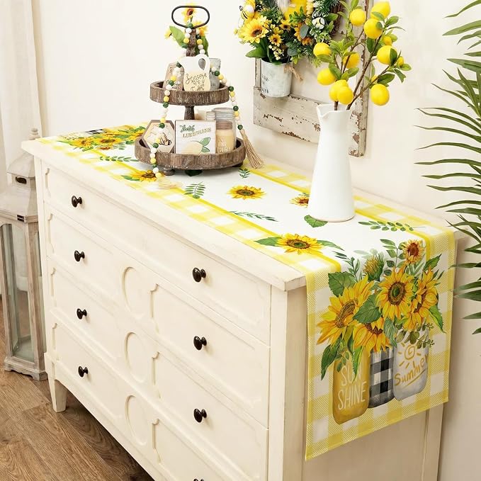 Sunflower Summer Table Runner 13x72 Inch, Kitchen Dining Table Decoration - Image 9