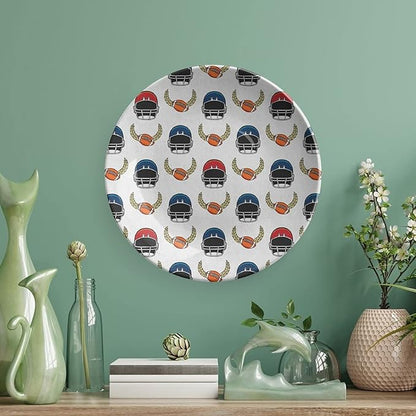 Ceramic Display Plate, American Football Ceramic Hanging Decorative Plate, Rugby Championship Professional League Fun Game, 6 Inch, Household Custom Ceramic Plate, Multicolor
