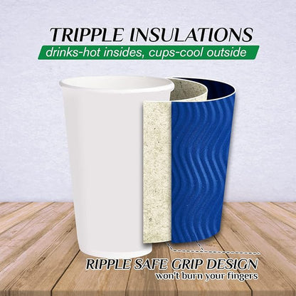 JollyPack Paper Coffee Cups, 16 oz, 60 Pack, Heat Resistant, Disposable - Image 3