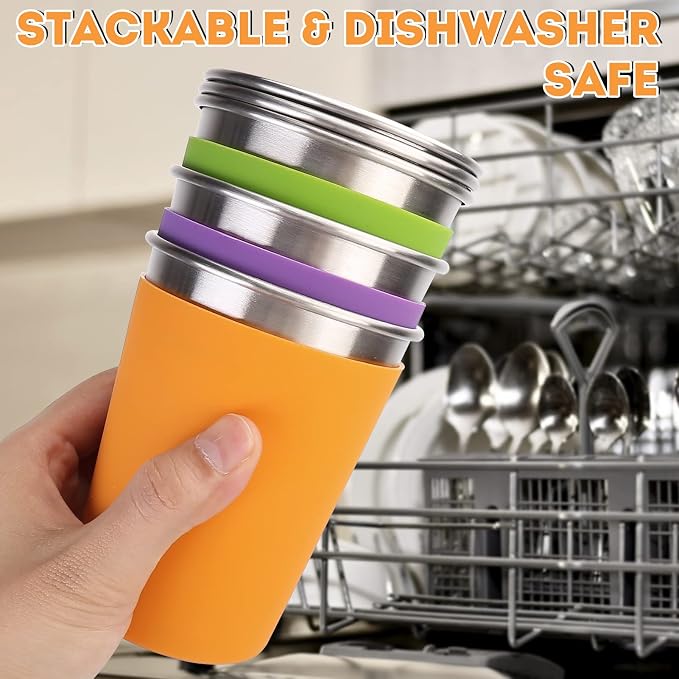 ShineMe Kids Stainless Steel Cups, 12oz Kids Metal Drinking Glasses - Image 4