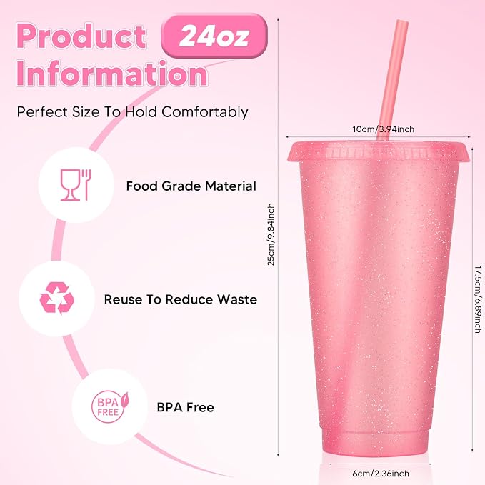 24 Pack Plastic Tumblers with Lids and Straw, Reusable Cups with Lids and - Image 2