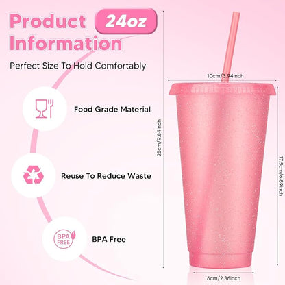 24 Pack Plastic Tumblers with Lids and Straw, Reusable Cups with Lids and - Image 2